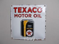 Texaco Motor Oil , Plaque Emaillée Bombée, Déco Garage U. S. A, 90's