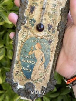 Thermomètre Publicitaire Champagne Jules Mumm À Reims & Devambez Vers 1900