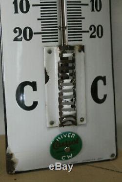 Thermometre castrol bombé vert top état avec sa pastille, Japy, garage, bidon
