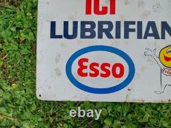 Tole Esso Publicitaire Ancienne Peunte Garage Voiture Annees 60-70 Plaque Email