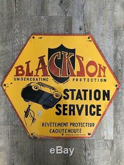 Tole Peinte Publicitaire No Plaque Emaillee Blackson Station Service