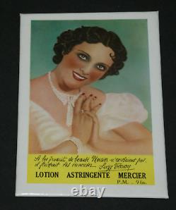 Tôle émaillée Lotion astringente Mercier Suzy Vernon objet publicitaire 1930