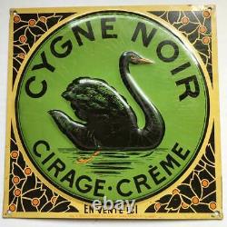 Tôle litho ancienne Cygne Noir, cirage-crème Imp. Binds Chedler Marseille