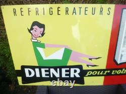 Tole lithographiée des années 60 H50 cm x L100 cm DIENER Réfrigerateur