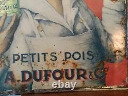 Tole lithographiée publicitaire PETITS POIS A. DUFOUR
