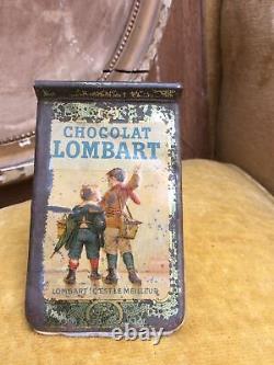 Tôle lithographiée publicitaire ancienne 1910 Petit Carnet Chocolat Lombard