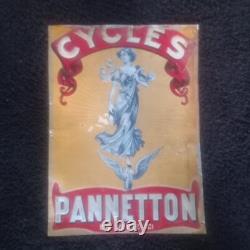 Tole no plaque émaillée publicitaire ancienne CYCLES PANNETTON 1910 1920