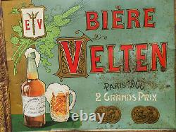 Tôle peinte bière VELTEN Brasserie de la Méditerrannée 1900. No plaque émaillée