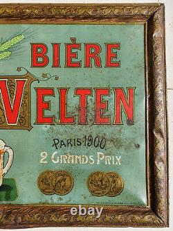 Tôle peinte bière VELTEN Brasserie de la Méditerrannée 1900. No plaque émaillée