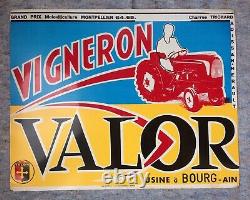 Tôle publicitaire ancienne Tracteur VIGNERON VALOR