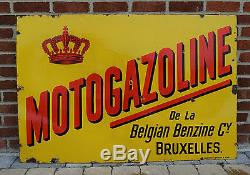 Très belle et rare plaque émaillée Garage Huile Motogazoline 1920 Shell