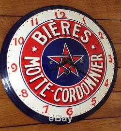 Très rare horloge émaillée bombée BIERES MOTTE-CORDONNIER vers 1930