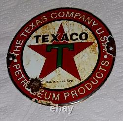 Très Ancienne Plaqûe Émaillée TEXACO 1933 RARE