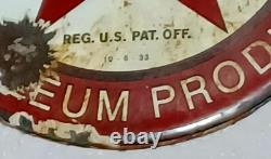 Très Ancienne Plaqûe Émaillée TEXACO 1933 RARE