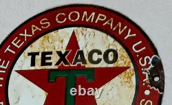 Très Ancienne Plaqûe Émaillée TEXACO 1933 RARE