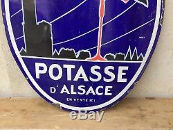Tres Grande Plaque Emaillee Potasse D'alsace 1 Metre D'origine