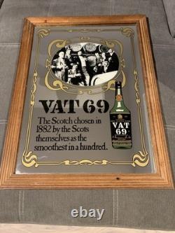 Tres Rare Ancien Miroir De Bar Whisky Vat 69