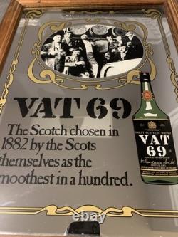 Tres Rare Ancien Miroir De Bar Whisky Vat 69