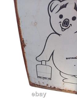 Très grande plaque émaillée ancienne Butagaz vintage métal publicitaire rétro