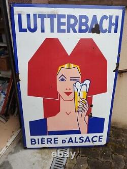 Très rare Plaque Émaillée Ancienne LUTTERBACH 1,5m1m Bière d'Alsace 1959