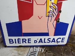 Très rare Plaque Émaillée Ancienne LUTTERBACH 1,5m1m Bière d'Alsace 1959