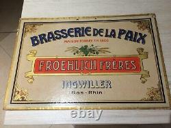 Tres rare et ancien carton publicitaire brassicole froehlich frères ingwiller