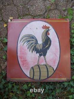 Très rare plaque émaillée bière COQ HARDI 1950 brasserie tonneau Nord émail TOP