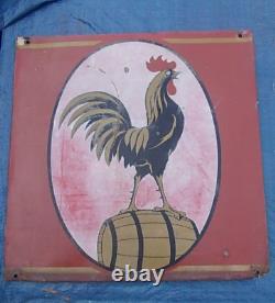 Très rare plaque émaillée bière COQ HARDI 1950 brasserie tonneau Nord émail TOP