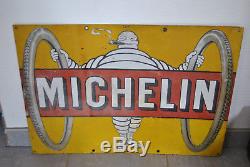 Très rare tôle double face Michelin dans bel état d'époque