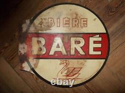 Très rare tôle plaque émaillée Bière BARE Valenciennes 1920 1930 logo au cygne