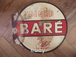 Très rare tôle plaque émaillée Bière BARE Valenciennes 1920 1930 logo au cygne