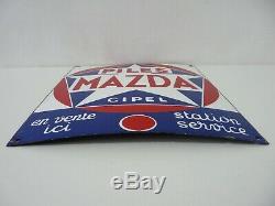 VINTAGE ANCIENNE PLAQUE EMAILLEE PILES MAZDA station service