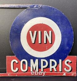 VIN COMPRIS Enseigne en tôle / Restaurant années 30