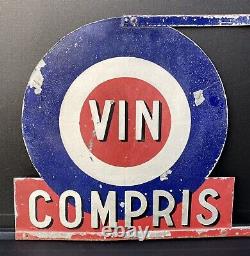 VIN COMPRIS Enseigne en tôle / Restaurant années 30