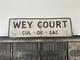 Vintage Plaque de rue Wey Court Cul de Sac Street Sign Panneau De Signalisation