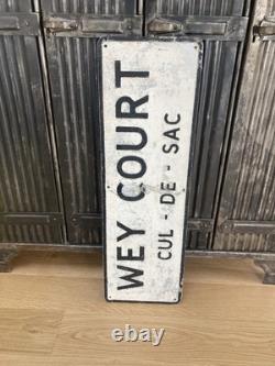 Vintage Plaque de rue Wey Court Cul de Sac Street Sign Panneau De Signalisation