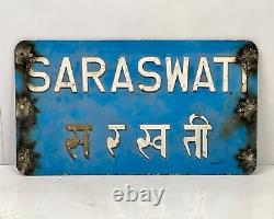 Vintage Ship Reclaimed Large Saraswati Original Aluminium Plaque Ship Name Plate