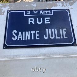 Vintage plaque de rue émaillée Sainte Julie a Marseille enamel Road Sign