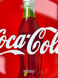 XL COCA COLA Panneau Émaillé Bombé Email Ø 50 cm