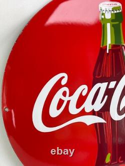 XL COCA COLA Panneau Émaillé Bombé Email Ø 50 cm