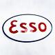 XL Esso Logo Plaque en Email Émaille Bouclier Ovale Émail Signer 50 X 29 CM