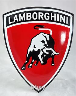 XL Lamborghini Plaque en Email Émaille Plaque Logo Émail Signer 50x40 CM