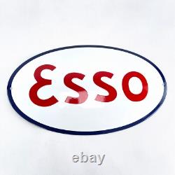 XL Logo ESSO Emaille Ovale Panneau Signalétique 50 x 29 cm
