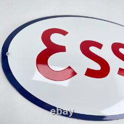 XL Logo ESSO Emaille Ovale Panneau Signalétique 50 x 29 cm
