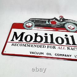 XL Mobiloil Logo Motor Oils Plaque en Email Plaque 38x60 CM Émail Signer