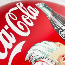XL Plaque Emaillette Coca Cola Ronde En Métal Émaillé Ø 50 cm