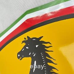 XL Plaque en Émail Logo Ferrari Scuderia Cavallino Rampante Émail Signer 65x46cm