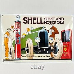 XL Shell Spirit And Motor Oils Plaque en Email Émaille Signe de 35x52cm