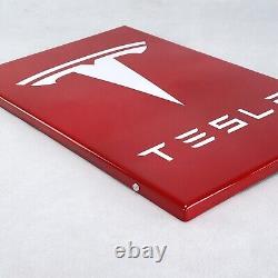 XL Tesla Logo Plaque en Émail Émaille Émail Signer 50x35 CM