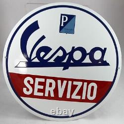 XL Vespa Servizio Plaque en Email Émaille Plaque Ø 50 CM Rond